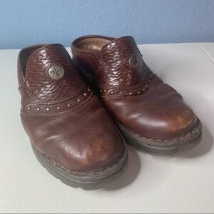 Double H Brown Slip On Leather Mules